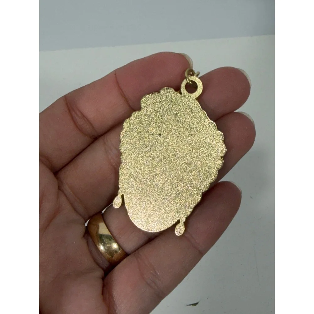 Frida Kahlo Enamel Portrait Keychain Gold Tone Floral Crown Art Accessory